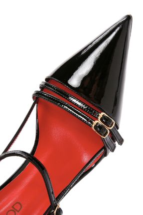 کفش پاشنه بلند کلاسیک مشکی زنانه چرم لاکی پاشنه نازک پاشنه بلند ( +10 cm) کد 824389223