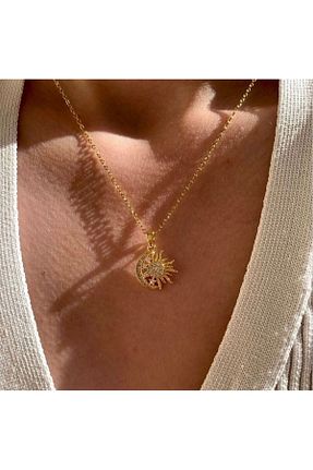 گردنبند استیل ( فولاد ) طلائی زنانه سنک زیرکون ArtBDesign - کد 834712653