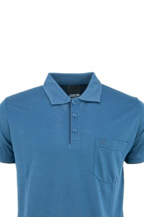 تی شرت آبی مردانه رگولار یقه پولو پنبه (نخی) تکی بیسیک کد 312079547