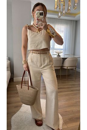 ست بالاتنه و پائین تنه بژ زنانه بافتنی buqre