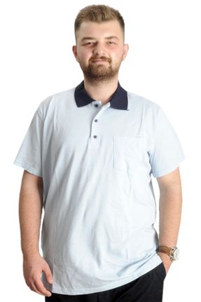 تی شرت آبی مردانه سایز بزرگ پنبه (نخی) کد 800173953