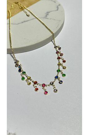 گردنبند جواهر رنگی زنانه سنگ Mauve - کد 834758987