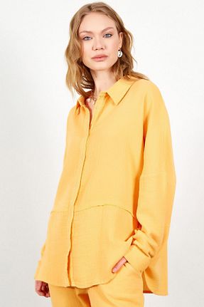 پیراهن نارنجی زنانه اورسایز CoolLook - کد 834762434