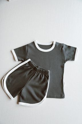ست نوزادی طوسی بچه گانه پنبه ای Tarkito Baby - کد 700333091