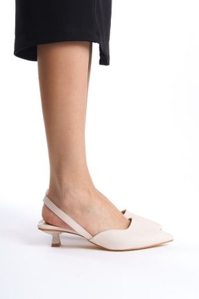 کفش پاشنه بلند کلاسیک بژ زنانه پاشنه نازک پاشنه کوتاه ( 4 - 1 cm ) کد 817935848