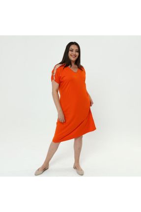 لباس نارنجی زنانه ویسکون سایز بزرگ بافت کد 665719960