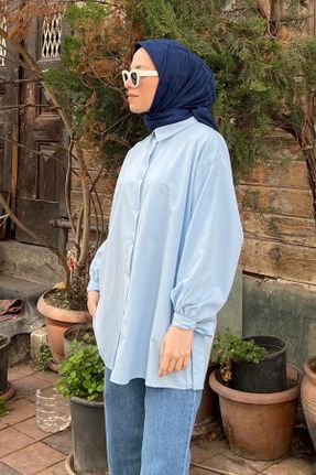 پیراهن اسلامی آبی زنانه رگولار آستین-بلند کد 834816960