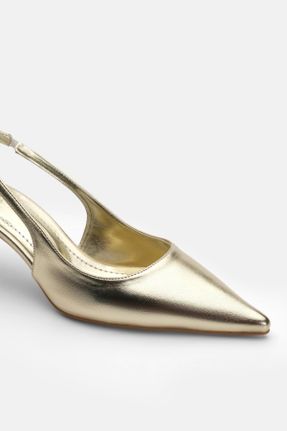 کفش پاشنه بلند کلاسیک طلائی زنانه پاشنه نازک پاشنه کوتاه ( 4 - 1 cm ) کد 834815266