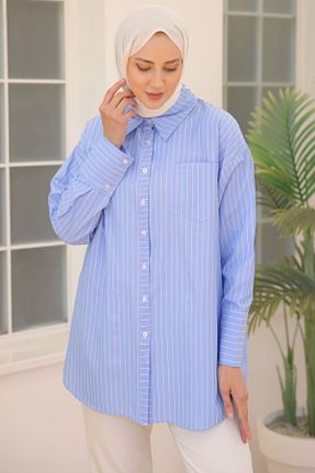 تونیک حجاب آبی زنانه پنبه پلی استر benguen - کد 834452685