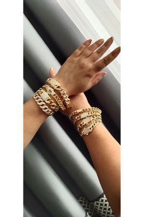 دستبند استیل طلائی زنانه فولاد ( استیل ) کد 834834878