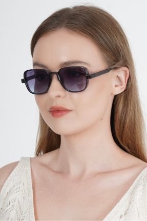 عینک آفتابی آبی زنانه 50 UV400 فلزی مات مستطیل کد 834259960