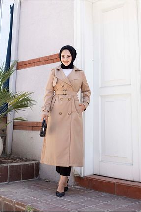 ترنچکت قهوه ای زنانه مخلوط پلی استر Modatuğsem - کد 834887802