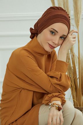 شال قهوه ای زنانه پنبه - پلی استر کد 280934190