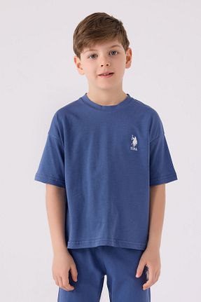 ست بالاتنه و پائین تنه آبی بچه گانه بافت U.S. Polo Assn. - کد 833584276