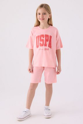 ست بالاتنه و پائین تنه صورتی بچه گانه بافت U.S. Polo Assn. - کد 833584553