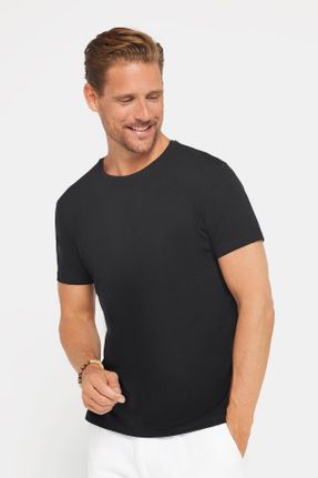 تی شرت مشکی مردانه یقه گرد تکی طراحی کد 89161412