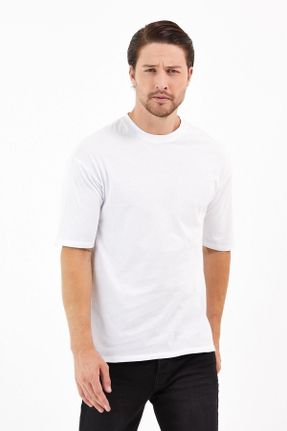 تی شرت سفید زنانه اورسایز یقه گرد پنبه (نخی) کد 277250259