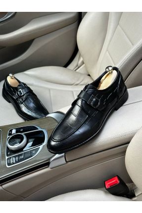 کفش کلاسیک مشکی مردانه چرم طبیعی پاشنه کوتاه ( 4 - 1 cm ) پاشنه ساده کد 780638850