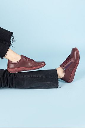 کفش کژوال زرشکی زنانه چرم خالص Getcho - کد 834564806