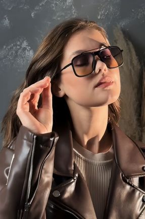 عینک آفتابی مشکی زنانه 50 UV400 تیتانیوم مات مستطیل کد 820260781