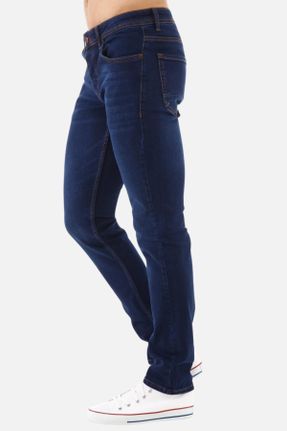 شلوار جین آبی مردانه پاچه لوله ای جین اسلیم بلند کد 104530027
