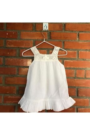 لباس سفید بچه گانه بافتنی پنبه (نخی) رگولار بند دار کد 84124914