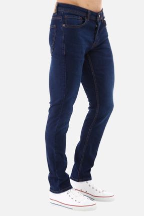 شلوار جین آبی مردانه پاچه لوله ای جین اسلیم بلند کد 104530027