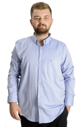 پیراهن آبی مردانه سایز بزرگ پنبه (نخی) کد 765757679
