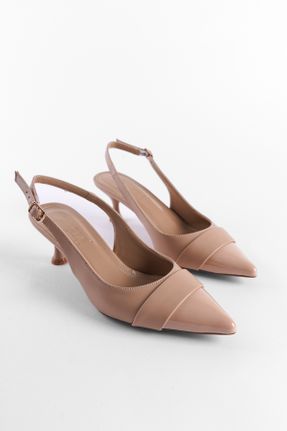 کفش پاشنه بلند کلاسیک بژ زنانه پاشنه نازک پاشنه متوسط ( 5 - 9 cm ) کد 808055289