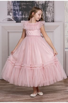 لباس مجلسی و فارغ التحصیلی صورتی بچه گانه بدون آستین SÜSLÜ PİNK KİDS - کد 834655074