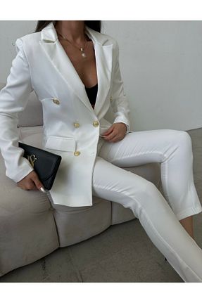 کت و شلوار سفید زنانه یقه کتی Female Clothing - کد 834640485