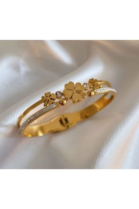دستبند استیل طلائی زنانه فولاد ( استیل ) کد 701514052