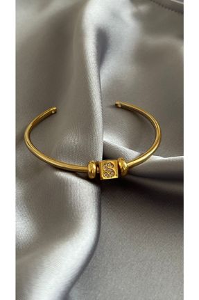 دستبند استیل طلائی زنانه فولاد ( استیل ) کد 665505150