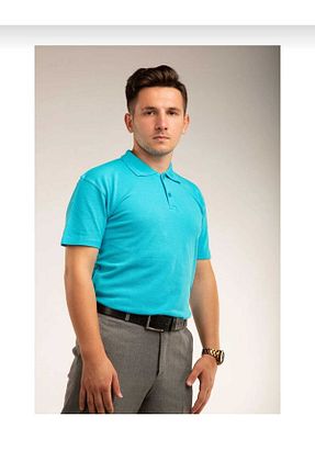 پولوشرت فیروزه ای مردانه %100 پنبه FİRES GİYİM - کد 834638853