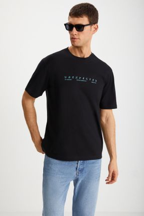 تی شرت مشکی مردانه رگولار یقه گرد تکی بیسیک کد 815346172