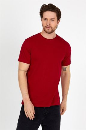 تی شرت قرمز مردانه یقه گرد رگولار تکی بیسیک کد 288856572
