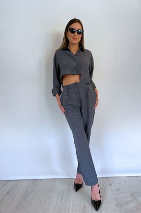 ست بالاتنه و پائین تنه طوسی زنانه بافت Bettina Istanbul - کد 824944787