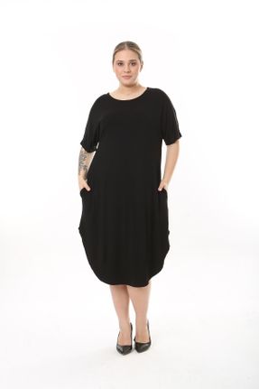 لباس مشکی زنانه سایز بزرگ بافت ویسکون کد 810789489