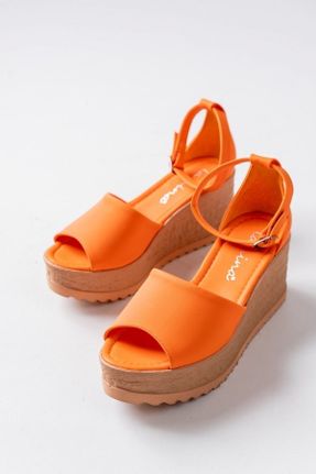 کفش پاشنه بلند پر نارنجی زنانه پاشنه متوسط ( 5 - 9 cm ) چرم مصنوعی پاشنه پر کد 650313230
