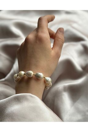 دستبند مروارید سفید مروارید آب شیرین İnci Mercan - کد 820890837