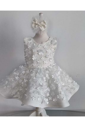 لباس سفید بچه گانه بافتنی پنبه - پلی استر طرح گلدار فرم فیت پارتی کد 685258907
