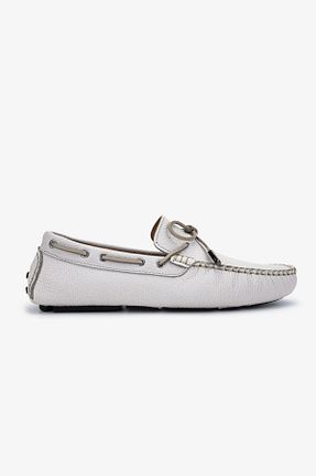 کفش لوفر سفید مردانه چرم خالص Valmenti - کد 834838013