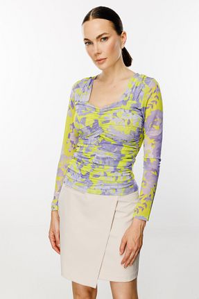 بلوز بنفش زنانه طرح دار ON - کد 834833267