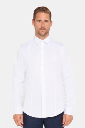 پیراهن سفید مردانه اسلیم فیت ساتن کد 829927167