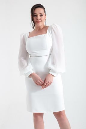 لباس سفید زنانه پلی استر سایز بزرگ بافتنی کد 808475059
