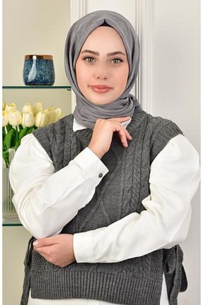 شال طوسی زنانه پنبه - پلی استر کد 808418299