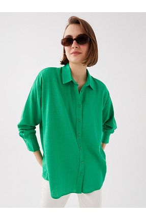 پیراهن سبز زنانه اورسایز LC Waikiki - کد 701256303