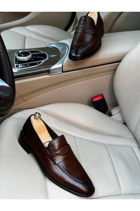 کفش کلاسیک قهوه ای مردانه چرم طبیعی پاشنه کوتاه ( 4 - 1 cm ) پاشنه ساده کد 782959466