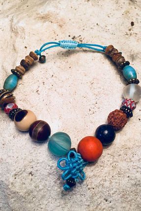 دستبند جواهر آبی زنانه سنگ طبیعی Mala Bodhi - کد 3793266