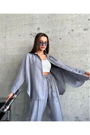 ست بالاتنه و پائین تنه طوسی زنانه بافتنی Ekim Store - کد 834591748